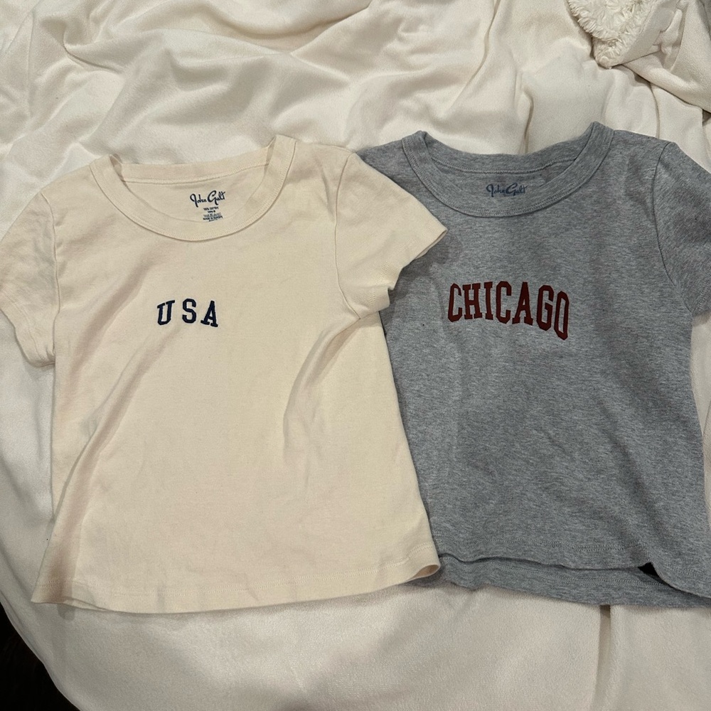 Brandy Melville Cream and Gray Tees